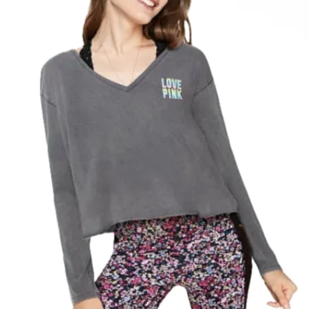 VICTORIA’S SECRET PINK | Girlfriend Long Sleeve Love Pink Top Women’s Size Large